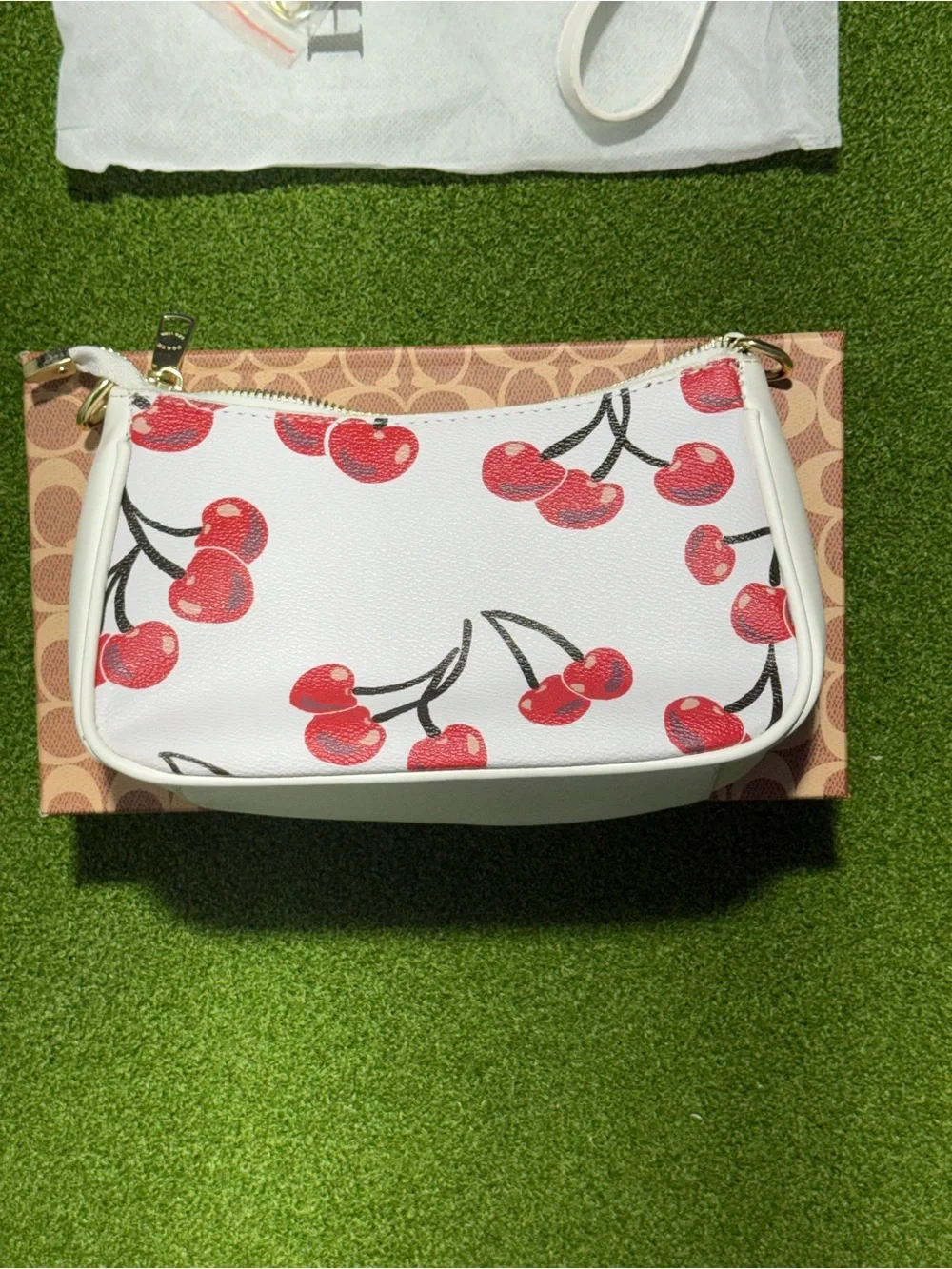 Coach Cherry Print White Crossbody Bag